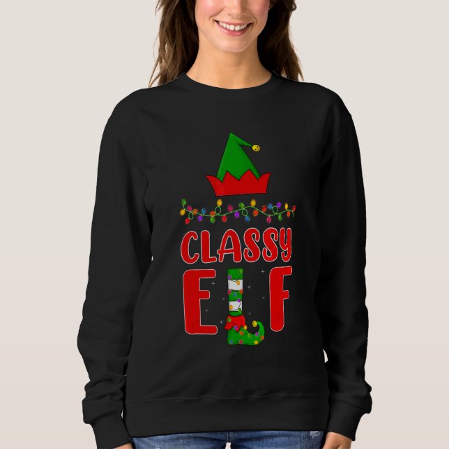 Classy Elf Matching Family Lighting Christmas Sweatshirt (Front)