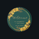 Classy Emerald Green Gold Floral Wedding Welcome Magnet<br><div class="desc">The Classy Emerald Green Gold Floral Wedding welcome magnet feature golden flowers and chic hand lettered typography against timeless emerald green background. ♥ View the collection on this page to find matching products. ♥Customise it with your text by using the template fields. ♥ If you want to change the font...</div>