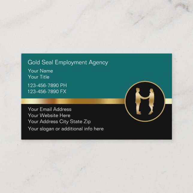 Classy Employment Agency Business Cards (Front)