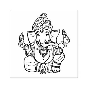 Classy Ethnic Ganesha Indian God Drawing Rubber Stamp