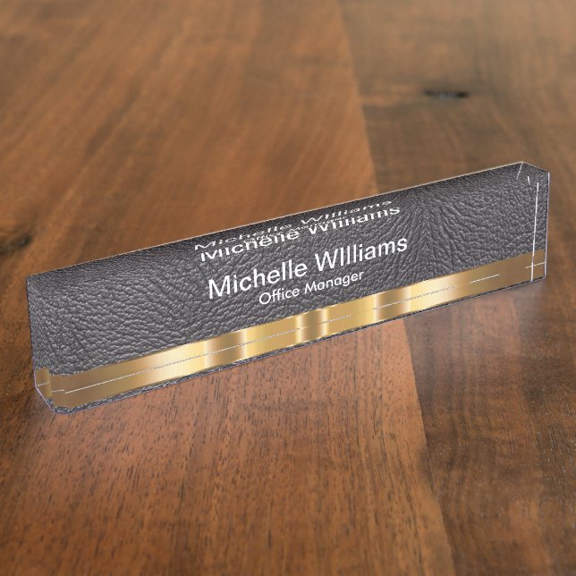 Classy Executive Gift Leather Look Desk Name Plate (Side)