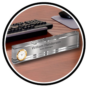 Classy Executive Gift Silver Tone Desk Name Plate