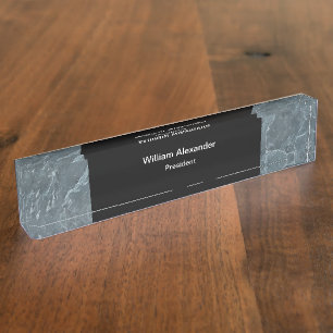 Classy Executive Monogram Stone Look Nameplate