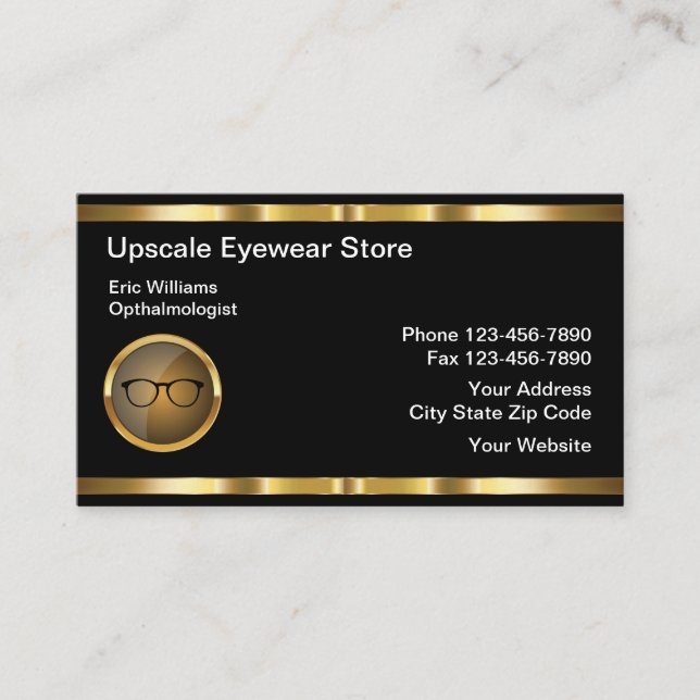 Classy Eyewear Optometry Business Cards (Front)