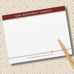 Classy Family Name Gold Heart Maroon And White Card