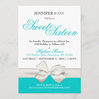 Classy Fashion Blue Theme Sweet Sixteen Birthday Invitation