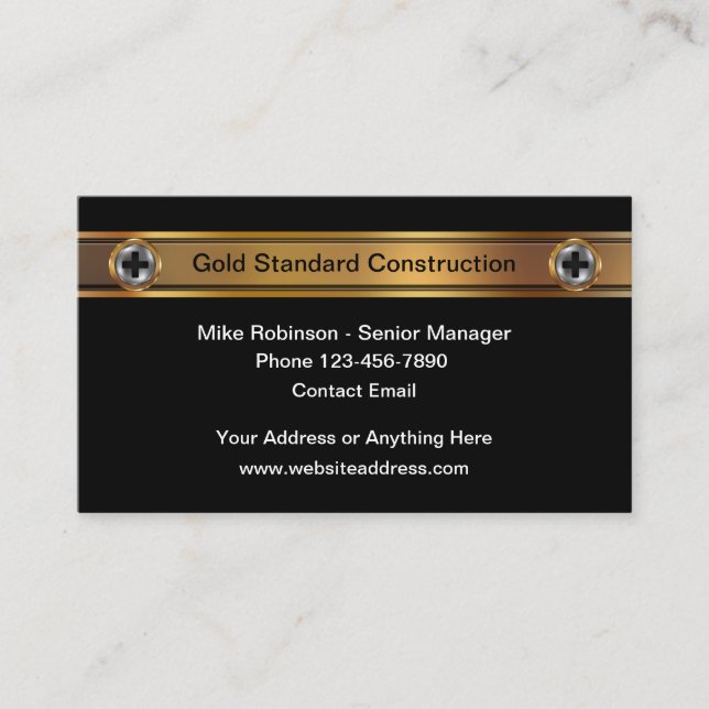 Classy Fasteners Construction Business Cards (Front)