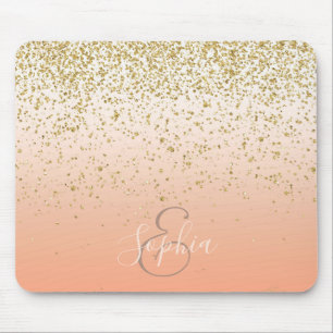 Classy faux gold confetti blush gradient image mouse pad