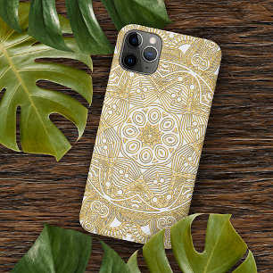 Classy Faux Gold Mandala Art Pattern On White Case-Mate iPhone Case