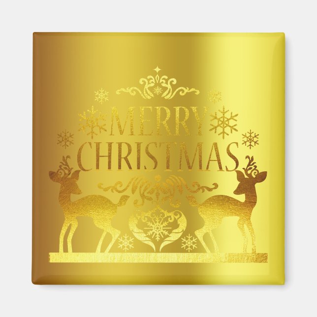 Classy Faux Gold Merry Christmas Magnet (Front)