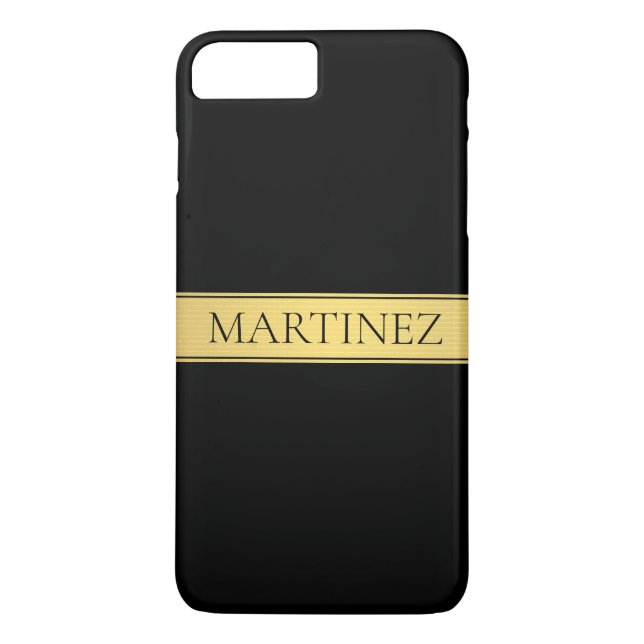 Classy Faux Gold Stripe & Black Background or DIY Case-Mate iPhone Case (Back)
