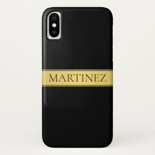 Classy Faux Gold Stripe & Black Background or DIY Case-Mate iPhone Case