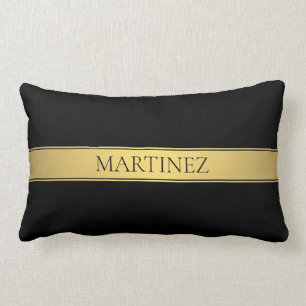 Classy Faux Gold Stripe & Black Background or DIY Lumbar Cushion