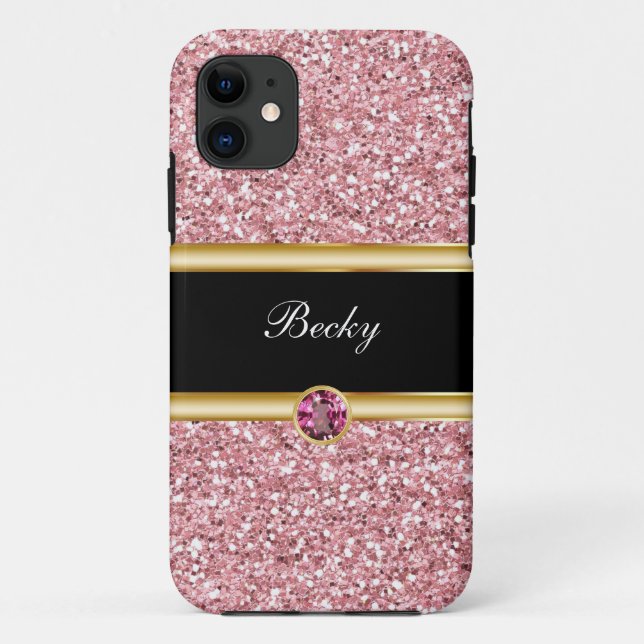 Classy Faux Rhinestone Jewel Glitter Monogram Case-Mate iPhone Case (Back)