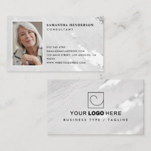 Classy Faux Silver Foil Professional Logo & Photo Business Card