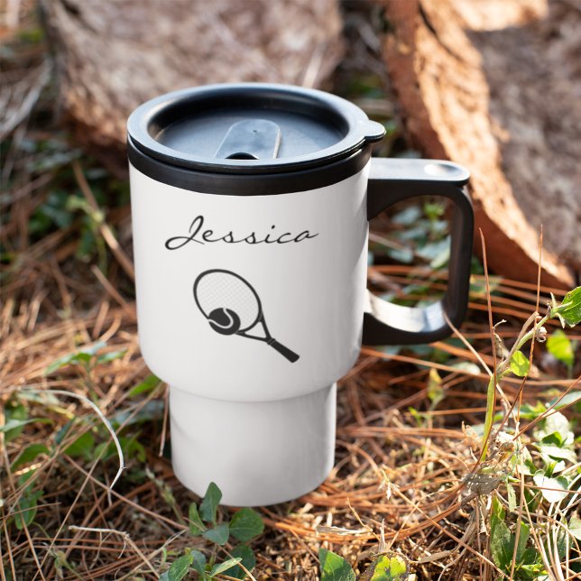 Classy Female Tennis Player Personalised Travel Mug (Creator Uploaded)