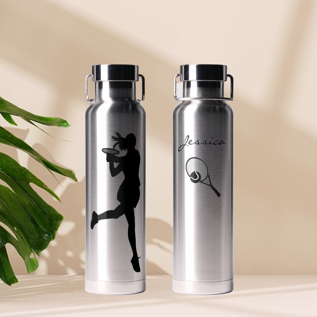 Classy Female Tennis Player Personalised Water Bottle (Creator Uploaded)