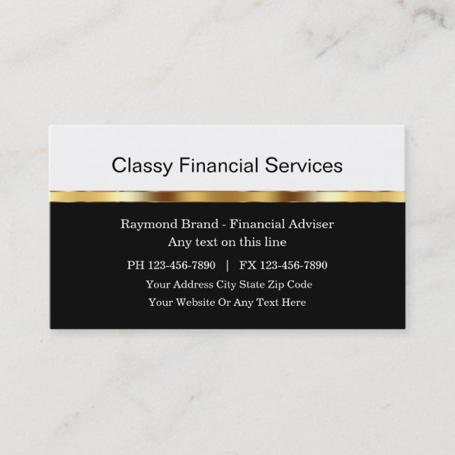 Classy Financial Adviser Business Cards (Front)