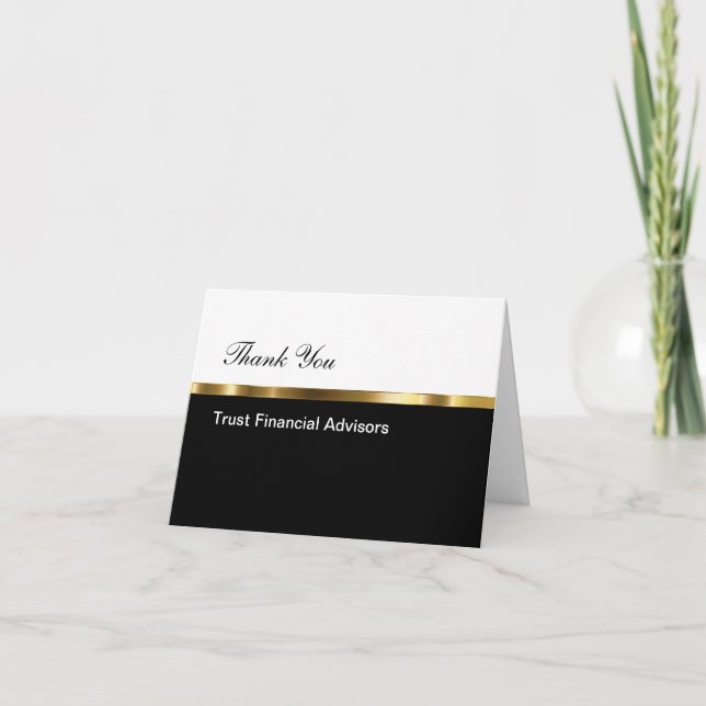 Classy Financial Advisor Business Thank You Card (Front)