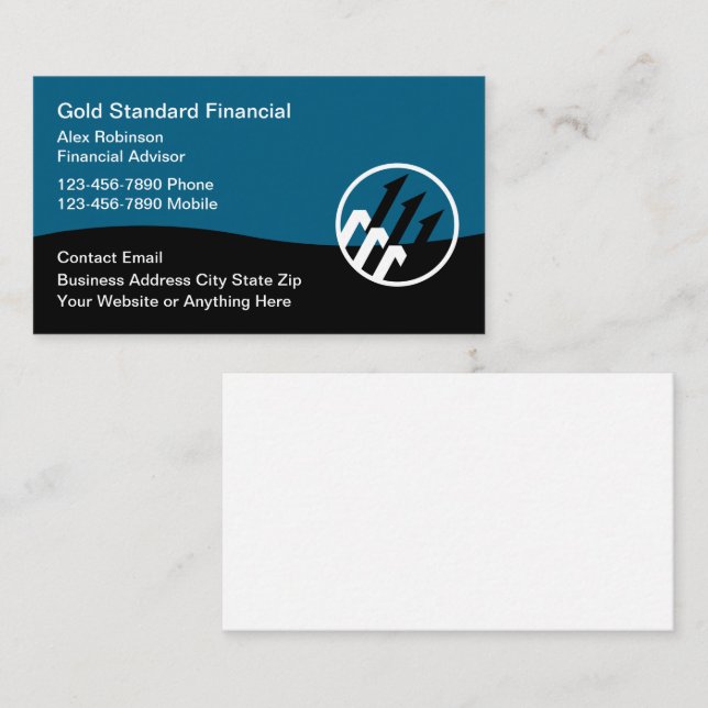 Classy Financial Advisor Logo Business Cards (Front/Back)