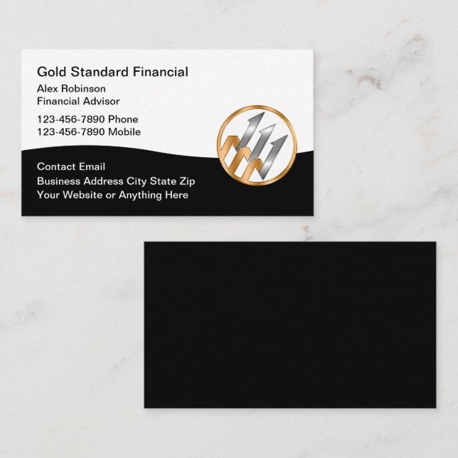 Classy Financial Advisor Logo Business Cards (Front/Back)