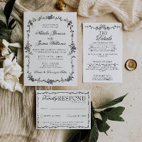 Classy Floral Black And White Botanical Wedding