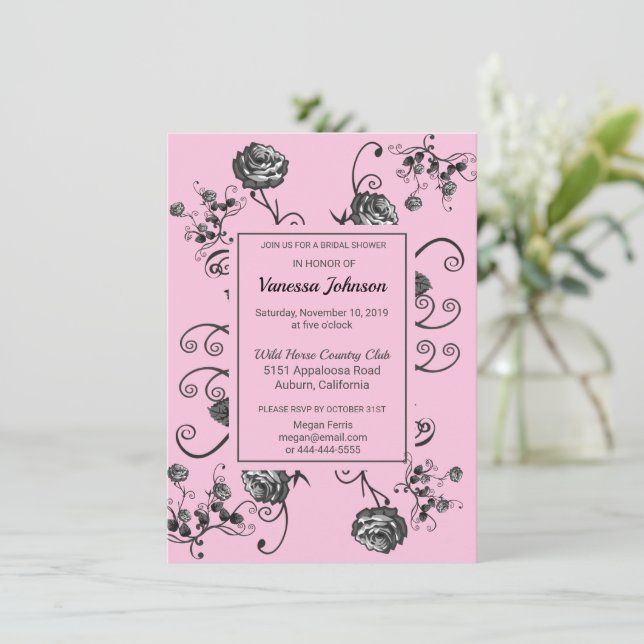 Classy Floral Bridal Shower Invitation (Standing Front)