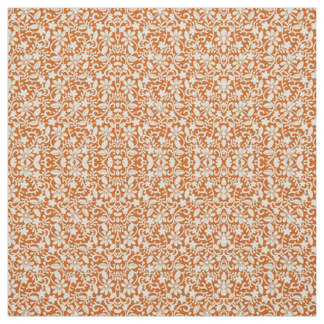 Classy Floral Damask Burnt Orange Pattern Fabric (Swatch)