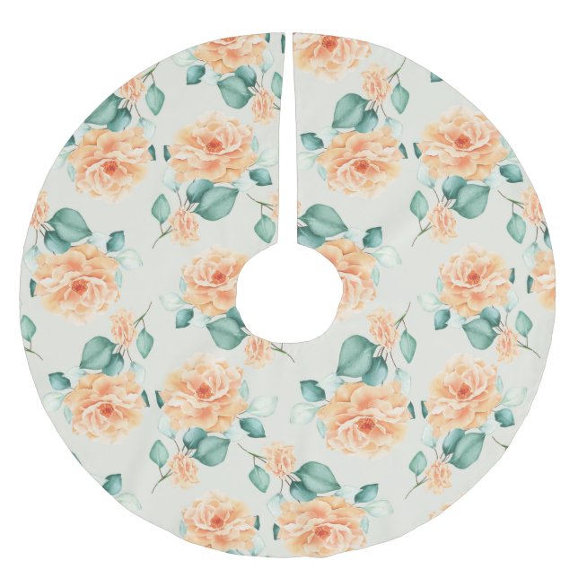 Classy Floral Pattern Brushed Polyester Tree Skirt (Front)