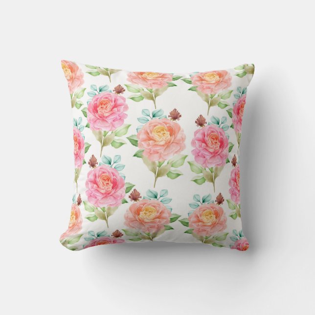 Classy Floral Pattern Throw Pillow (Front)