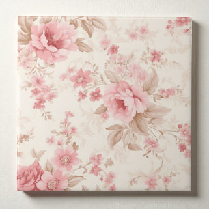 Classy Floral Rose Pink Tile