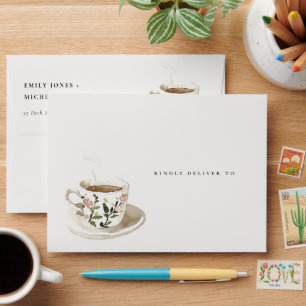Classy Floral Tea Cup Bridal Shower Tea Party Envelope