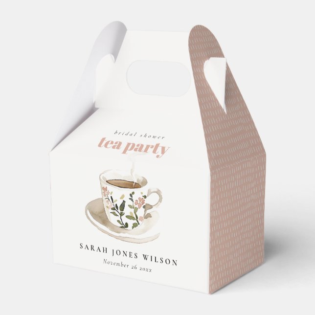 Classy Floral Tea Cup Bridal Shower Tea Party  Favour Box (Front Side)