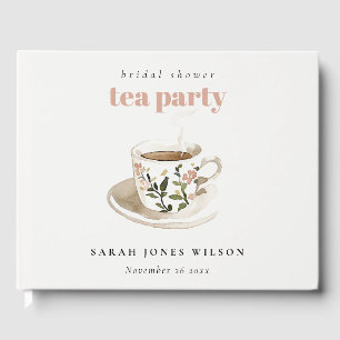 Classy Floral Tea Cup Bridal Shower Tea Party Guest Book