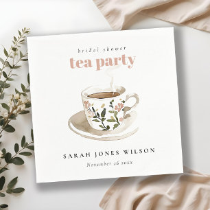 Classy Floral Tea Cup Bridal Shower Tea Party Napkin