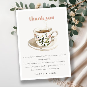 Classy Floral Tea Cup Bridal Shower Tea Party  Thank You Card