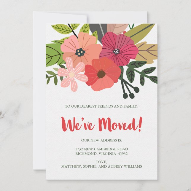 Classy Floral We've Moved Announcement (Front)
