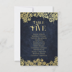  Classy Flourish Navy Blue And Gold Winter Wedding Invitation