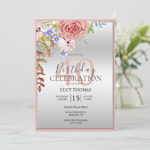 Classy Flower Corner Decoration Birthday Invitation