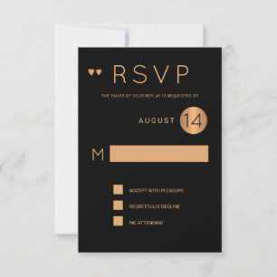 Classy formal black metallic copper wedding rsvp invitation