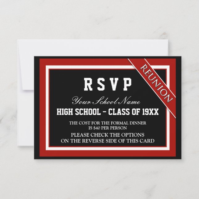 Classy Formal Class Reunion RSVP Card (Front)