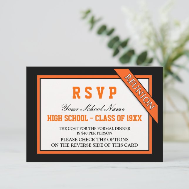 Classy Formal Class Reunion RSVP Card (Standing Front)