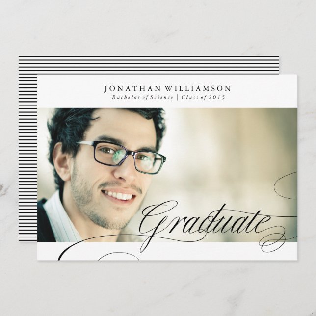 Classy Formal Elegant Script Graduate Announcement (Front/Back)