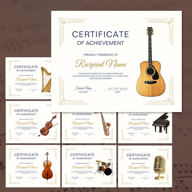 Classy Frame Music Course Guitar Award Certificate (Classy Frame Music Course Guitar Award Certificate)