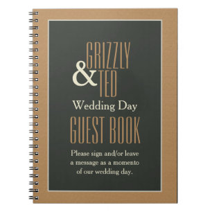 Classy Framed Brown Bear Gay Wedding Guestbook Notebook