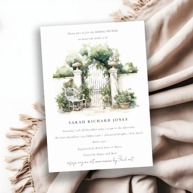 Classy French Garden Landscape Bridal Shower Invitation (Creator Uploaded)