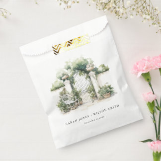 Classy French Garden Landscape Watercolor Wedding Favour Bags