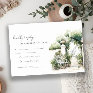 Classy French Garden Landscape Wedding Detail RSVP Card