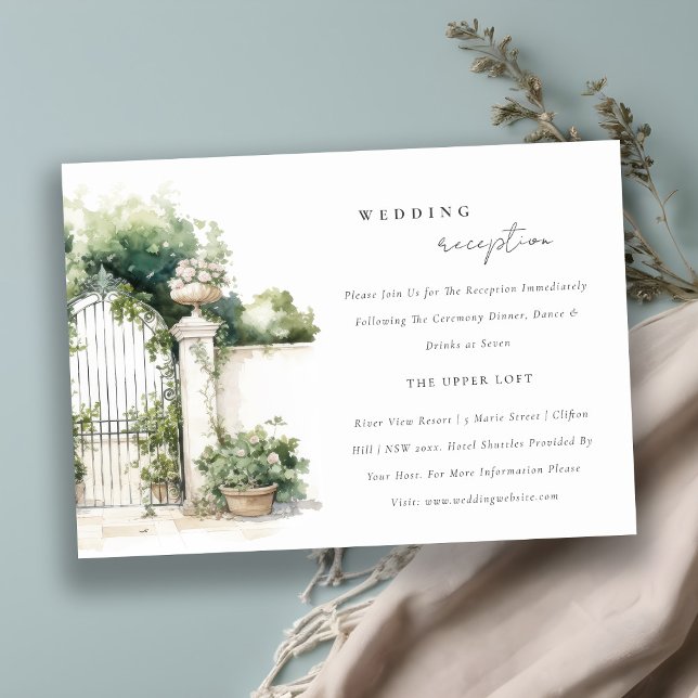Classy French Garden Landscape Wedding Reception Enclosure Card (Creator Uploaded)