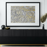 Classy Funky Gold Wavy Swirls Art Pattern Foil Prints<br><div class="desc">Beautiful contemporary white, light, medium, and dark grey, and real gold foil coloured retro abstract geometric waves and swirls pattern. Elegant, stylish, and eclectic minimalism design for the artistic interior designer, the artsy décor decorator, the popular hip trendsetter, the vintage retro art style, or the abstract digital geometric motif lover....</div>
